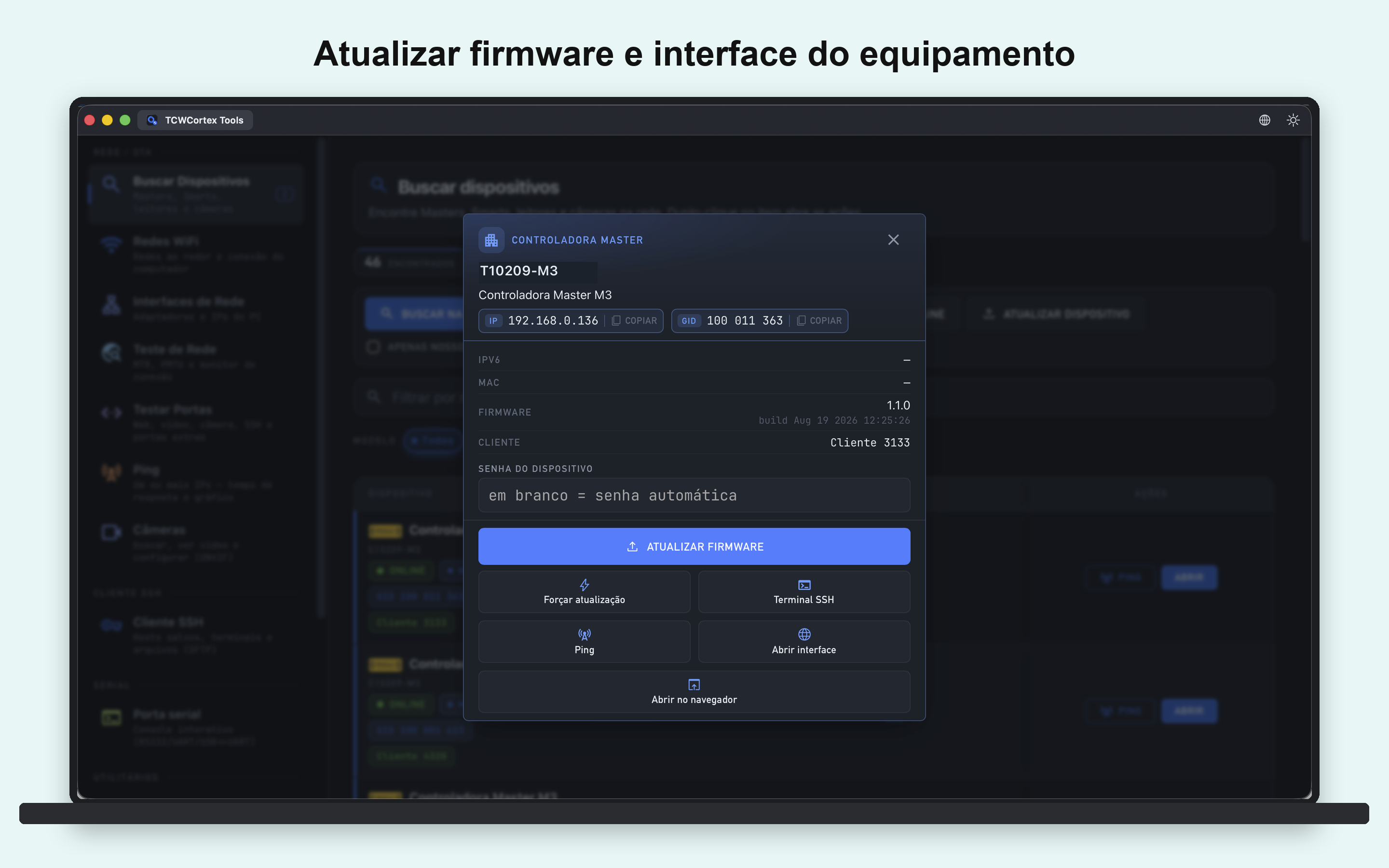 Scanner de rede: ações no equipamento